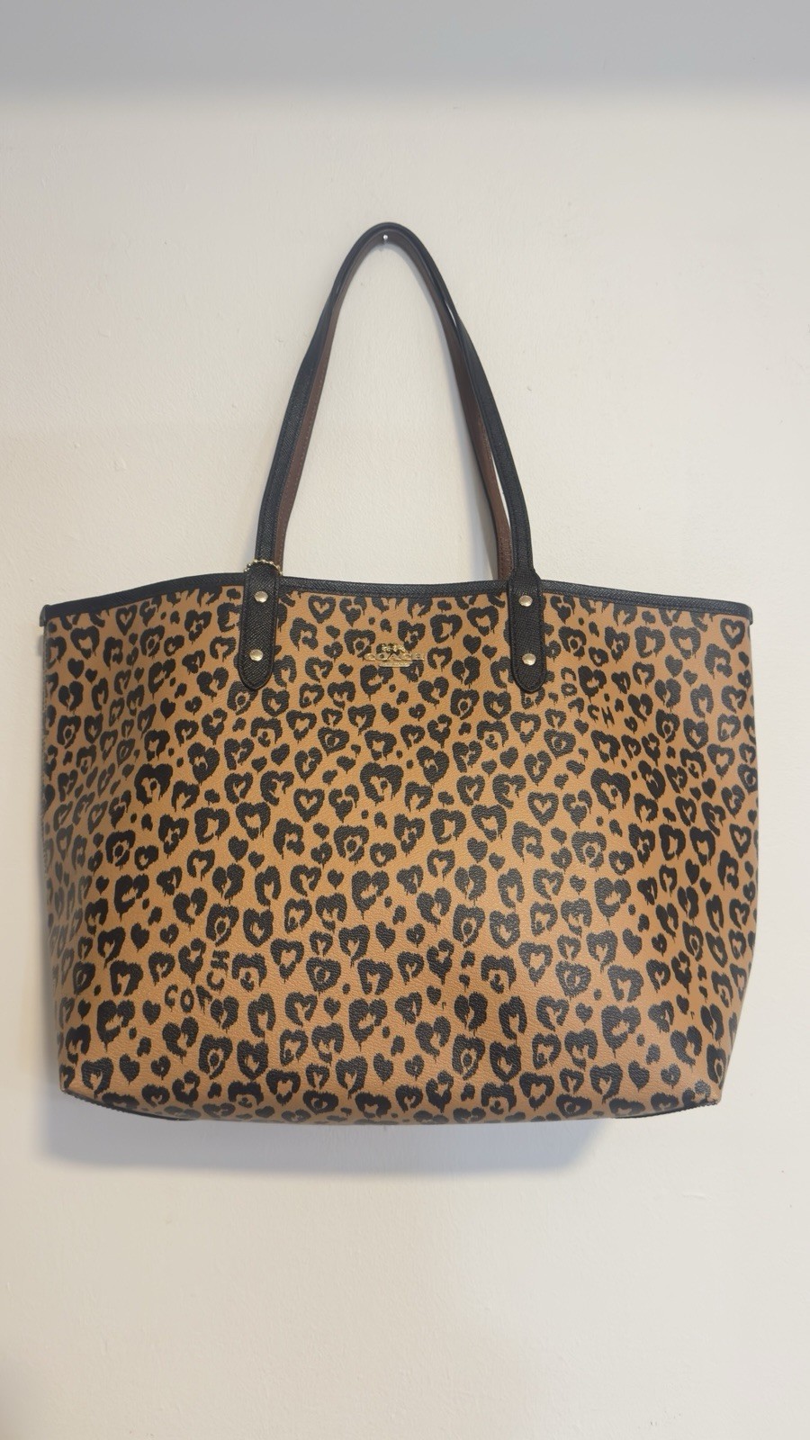 COACH Leopard Reversible City Tote Wild hearts NWOT