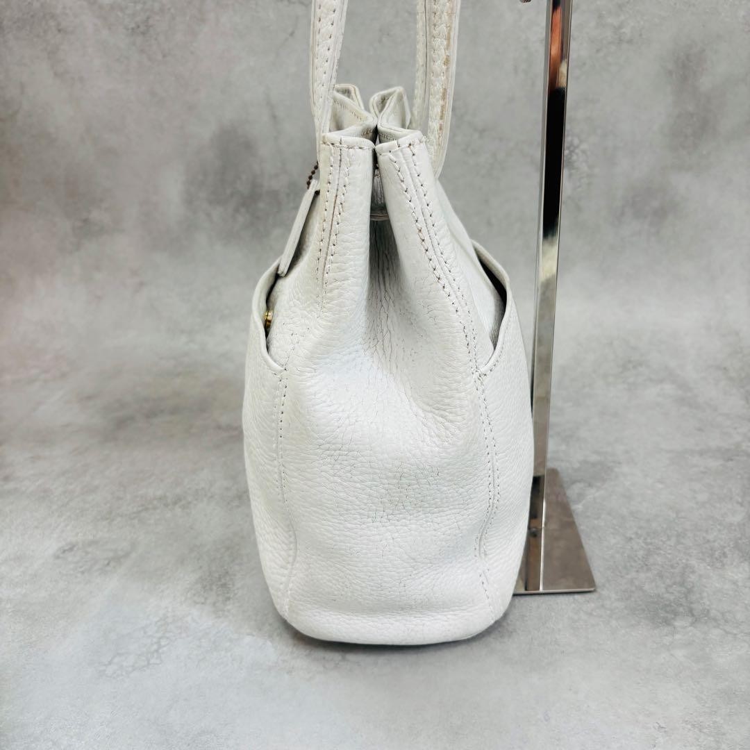 Authentic COACH Old Coach Shoulder Bag 2Way Leather White 26cm x 21cm x 11.5cm