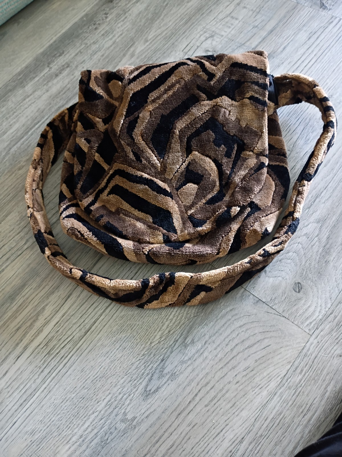 Hobo Style Fluffy Plush Animal Print Plush Textured Purse Single Wide Strap