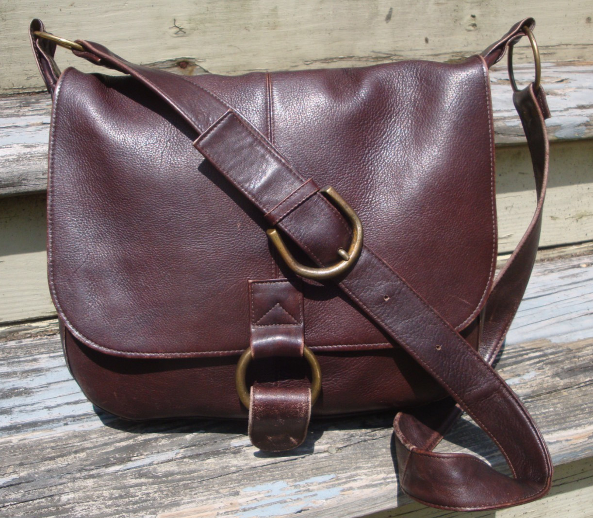 COLOMBIAN LEATHER Chestnut Brown Large Shoulderbag Tote Boho Hobo Messenger Bag