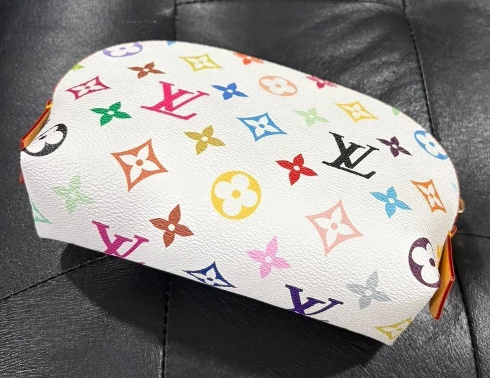 LOUIS VUITTON Multicolor Pochette Cosmetic PM Pouch White
