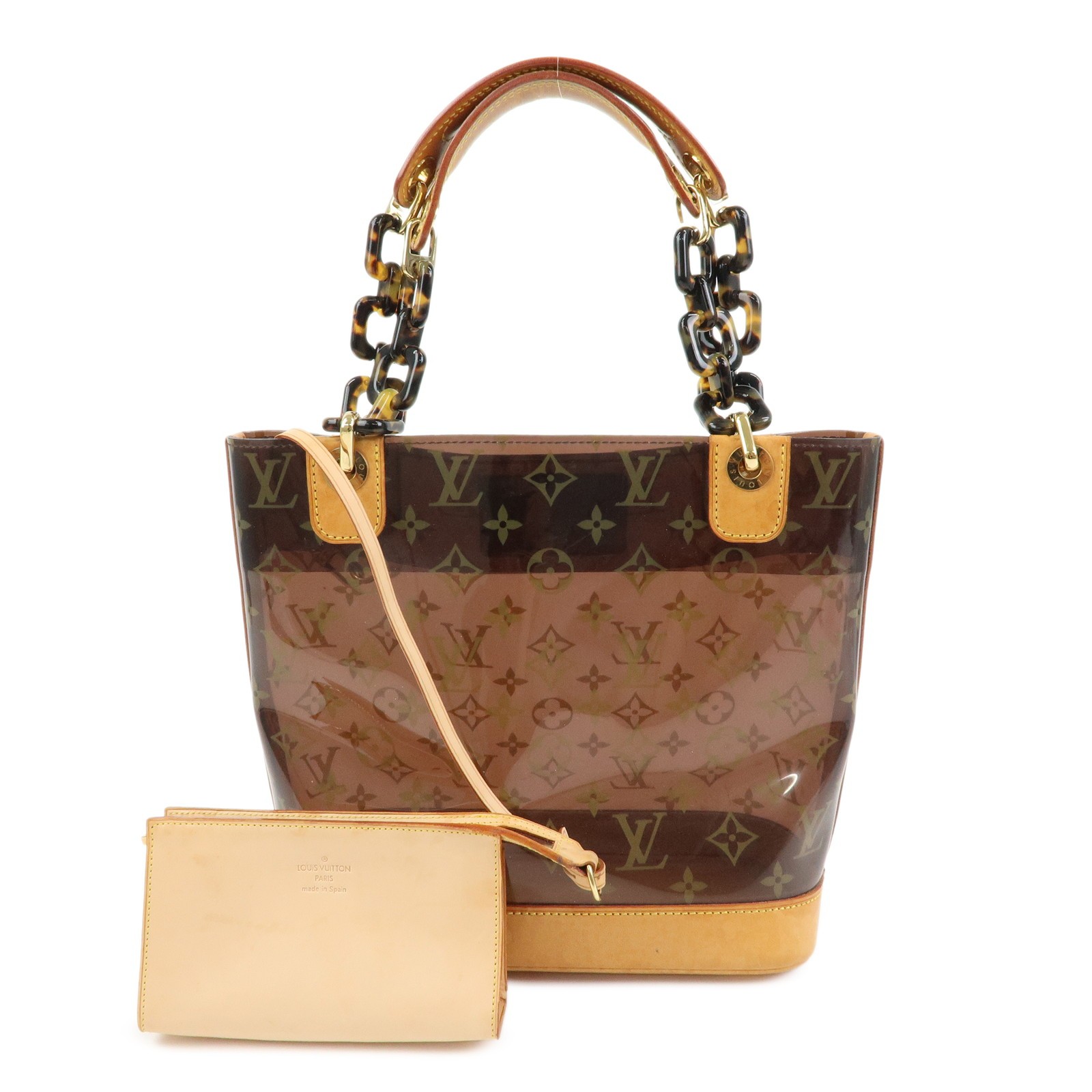 Louis Vuitton Monogram Cabas Ambre PM Tote Bag Clear Brown M92502 Auth Used F/S