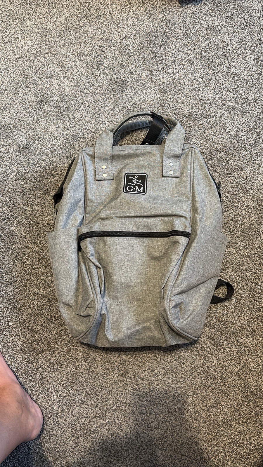 Gaynor Minden Gray Backpack Zip Closure w/ Adjustable Strap