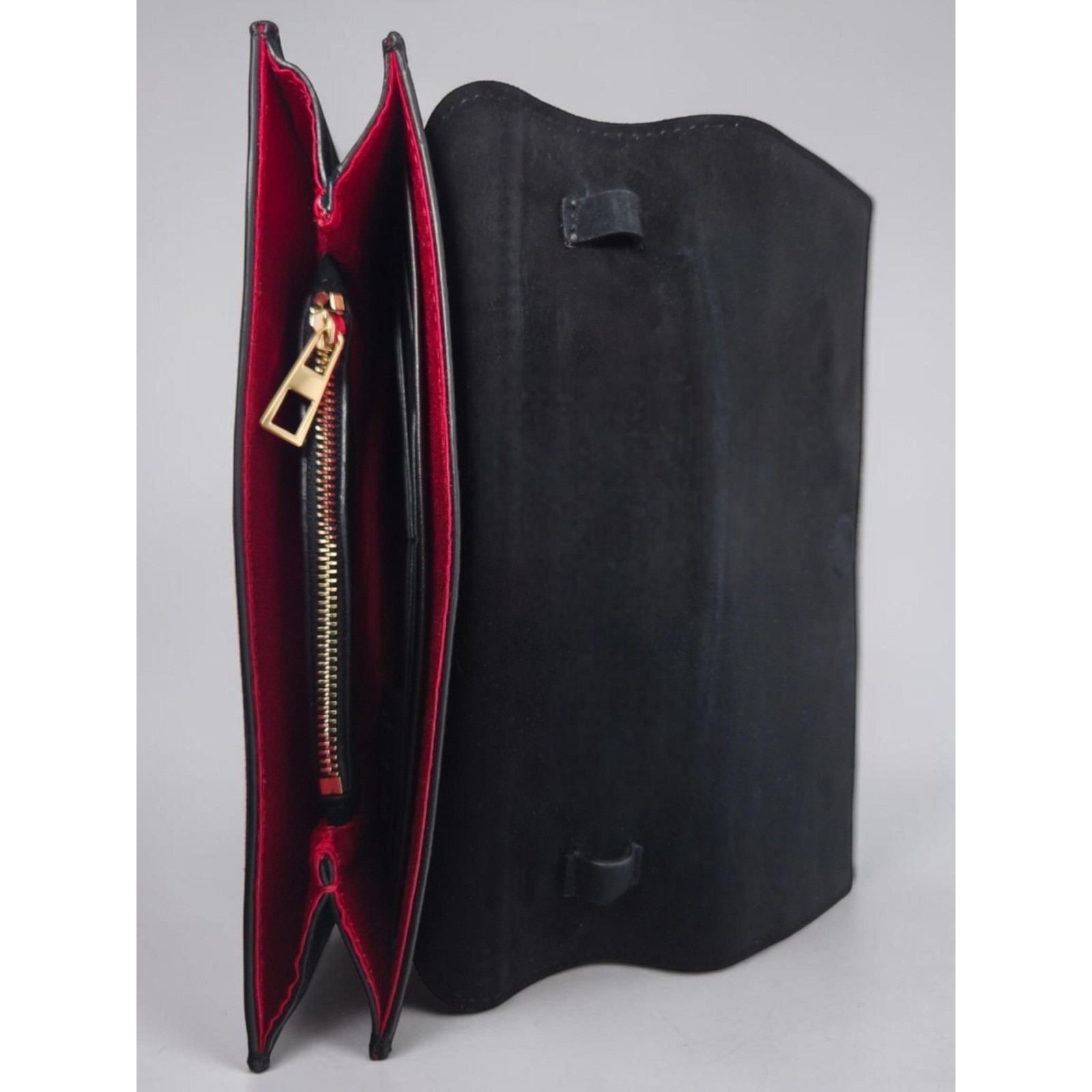 Hobbs London Black Suede Leather Convertible Clutch Shoulder Bag