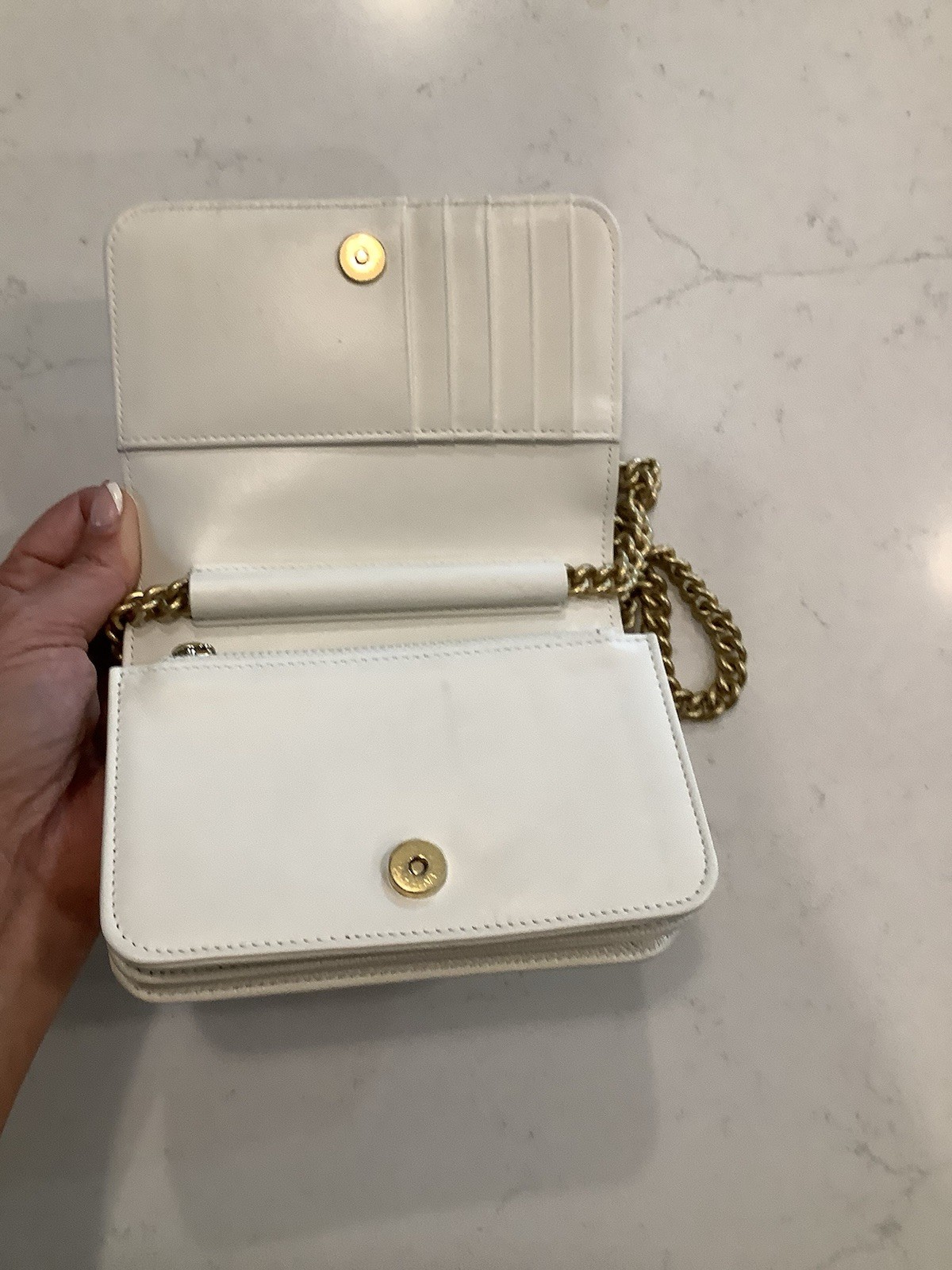 CHANEL White Quilted Flap Shoulder Bag, Gold Hardware, Chain Strap, Logo