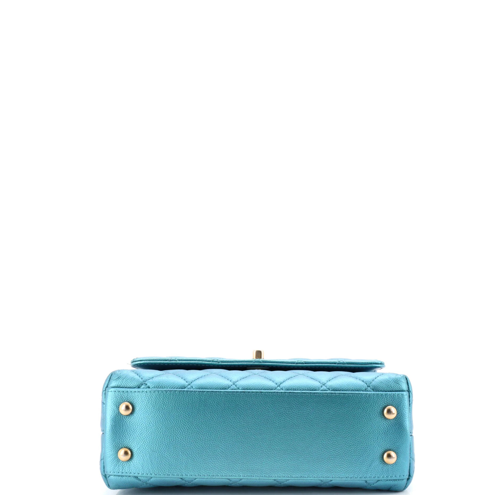 Chanel Coco Top Handle Bag Quilted Iridescent Caviar Mini