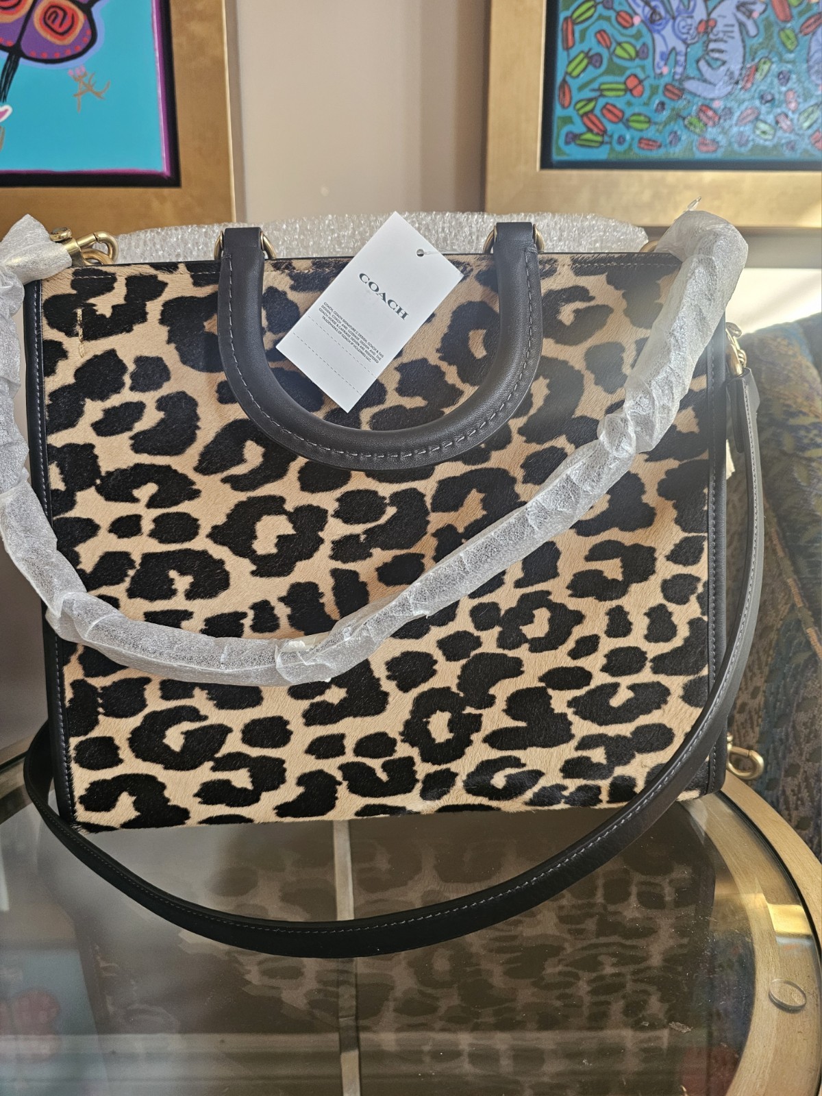 Coach Rogue 30 In Haircalf With Leopard Print New Authentic
