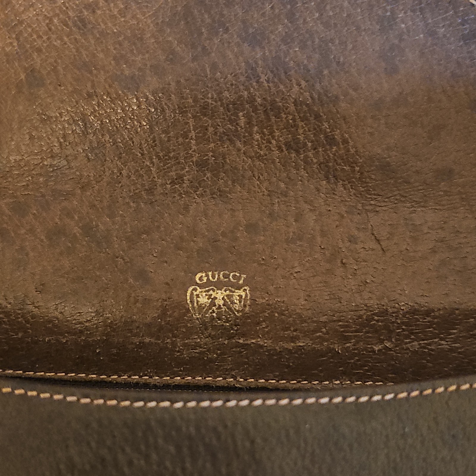 Gucci Beige/Brown GG Pattern Shoulder Bag Magnetic Closure Lined Gold Hardware