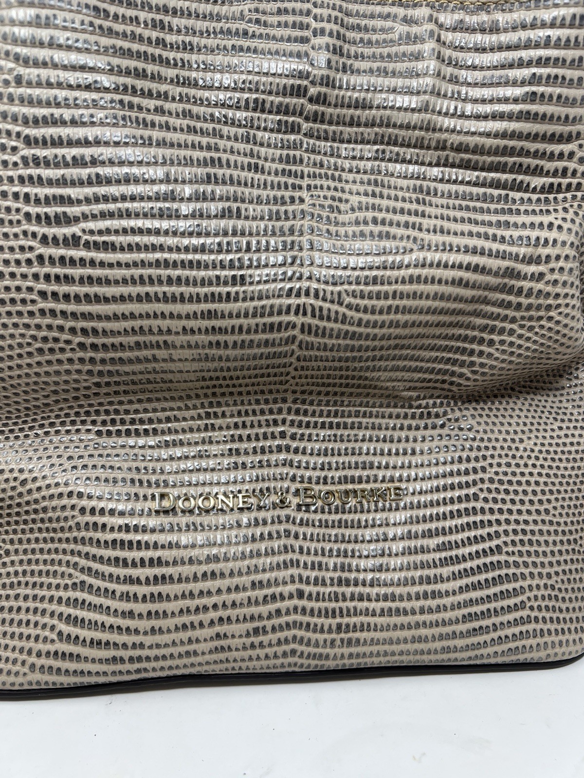 Dooney Bourke Embossed Lizard Large Barlow Bone Shoulder Bag Purse