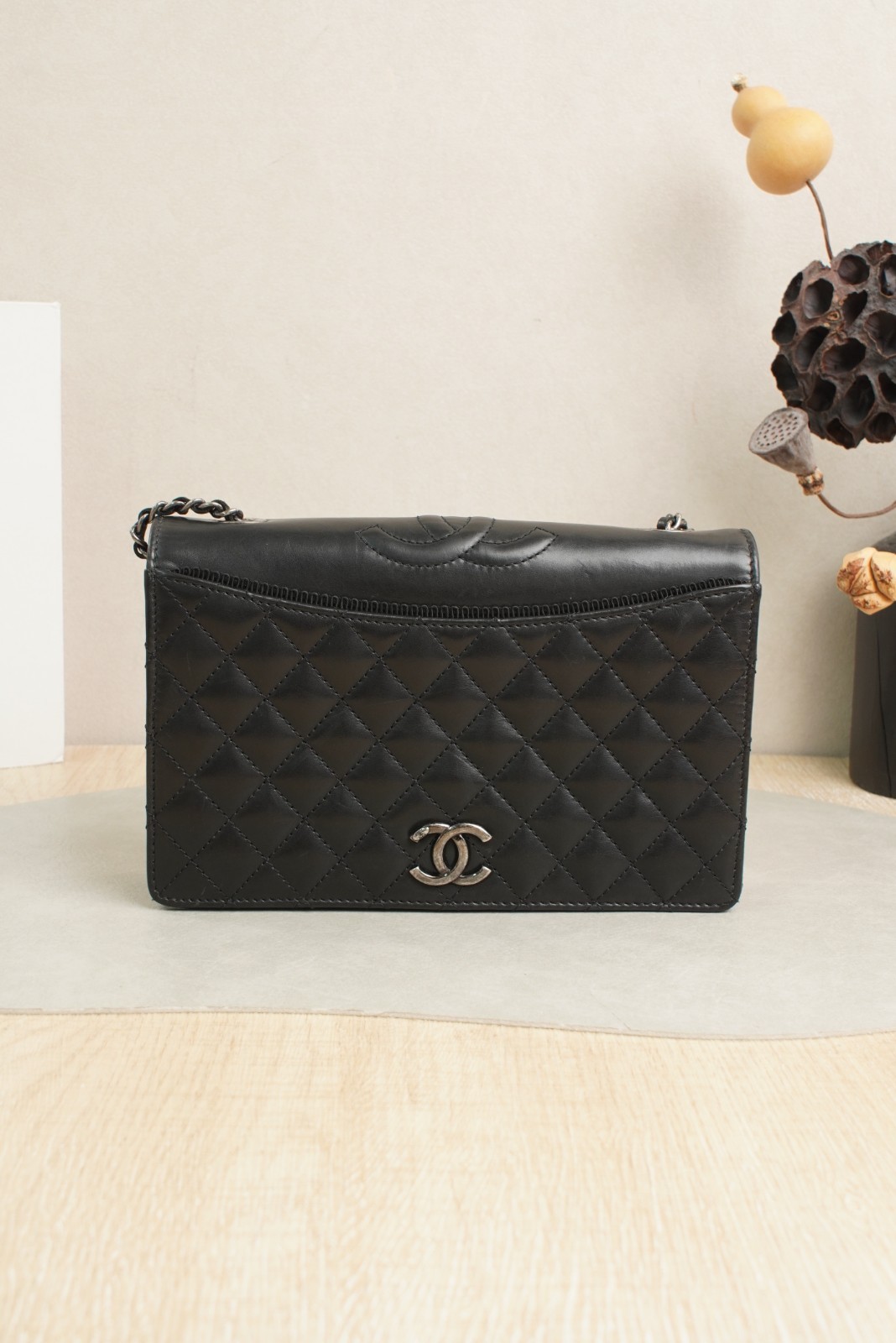 Chanel Classic Wallet on Chain WOC Black Caviar Grained Leather Silver HW 21
