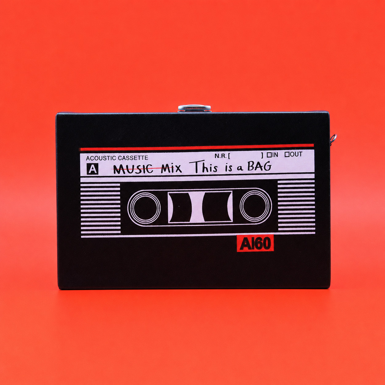 Novelty Cassette Tape Crossbody Bag Black Retro 70s/80s/90s Music Clutch Purse