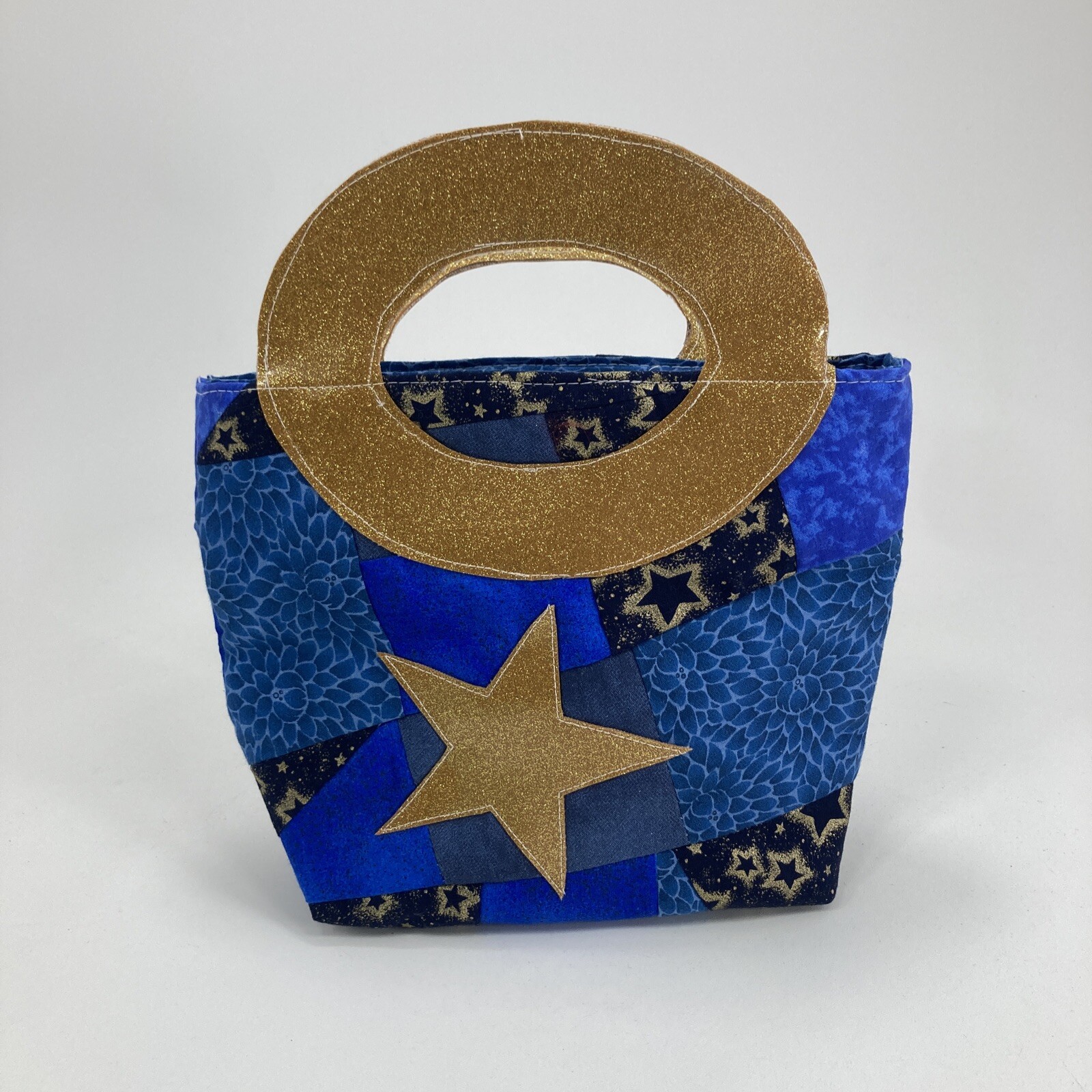 Star Blue Gold Tote/Purse Bag 10.5″ x 9.25″ x 2.75″