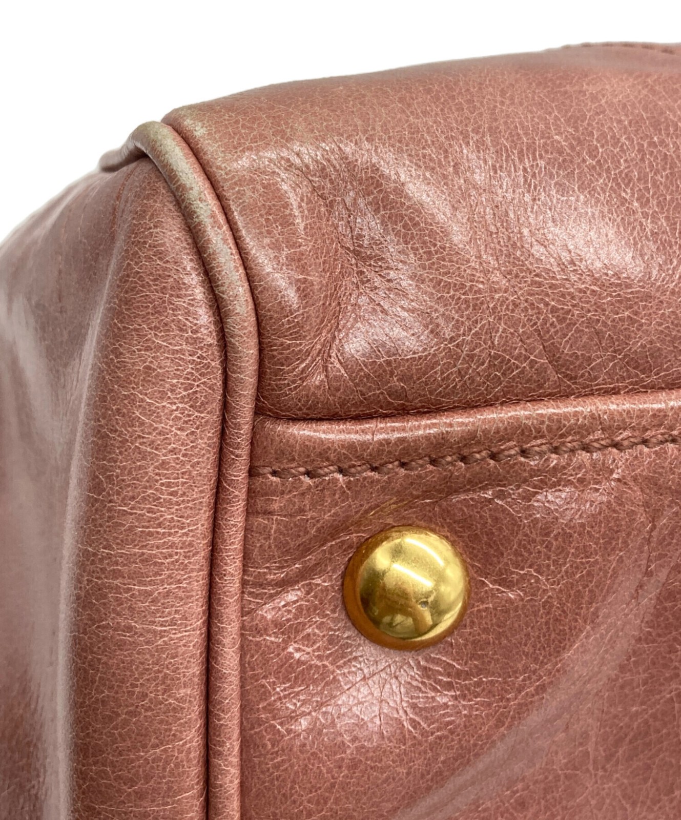 Miu Miu Vitello Pink Leather 2WAY Shoulder Bag RN1091 Auth