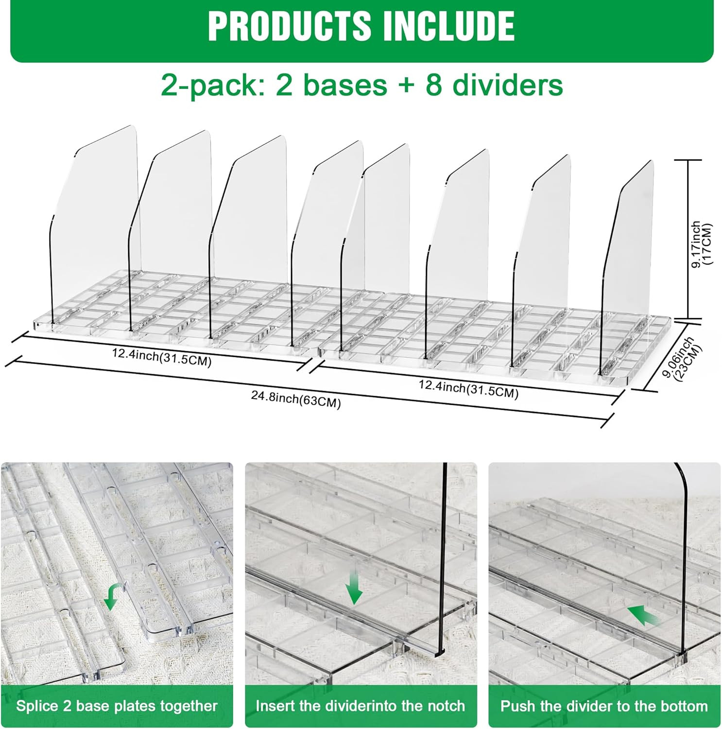 Bag & Purse Organizer for Closet, 2 Sets Adjustable Clear Handbag Storage Shelf,