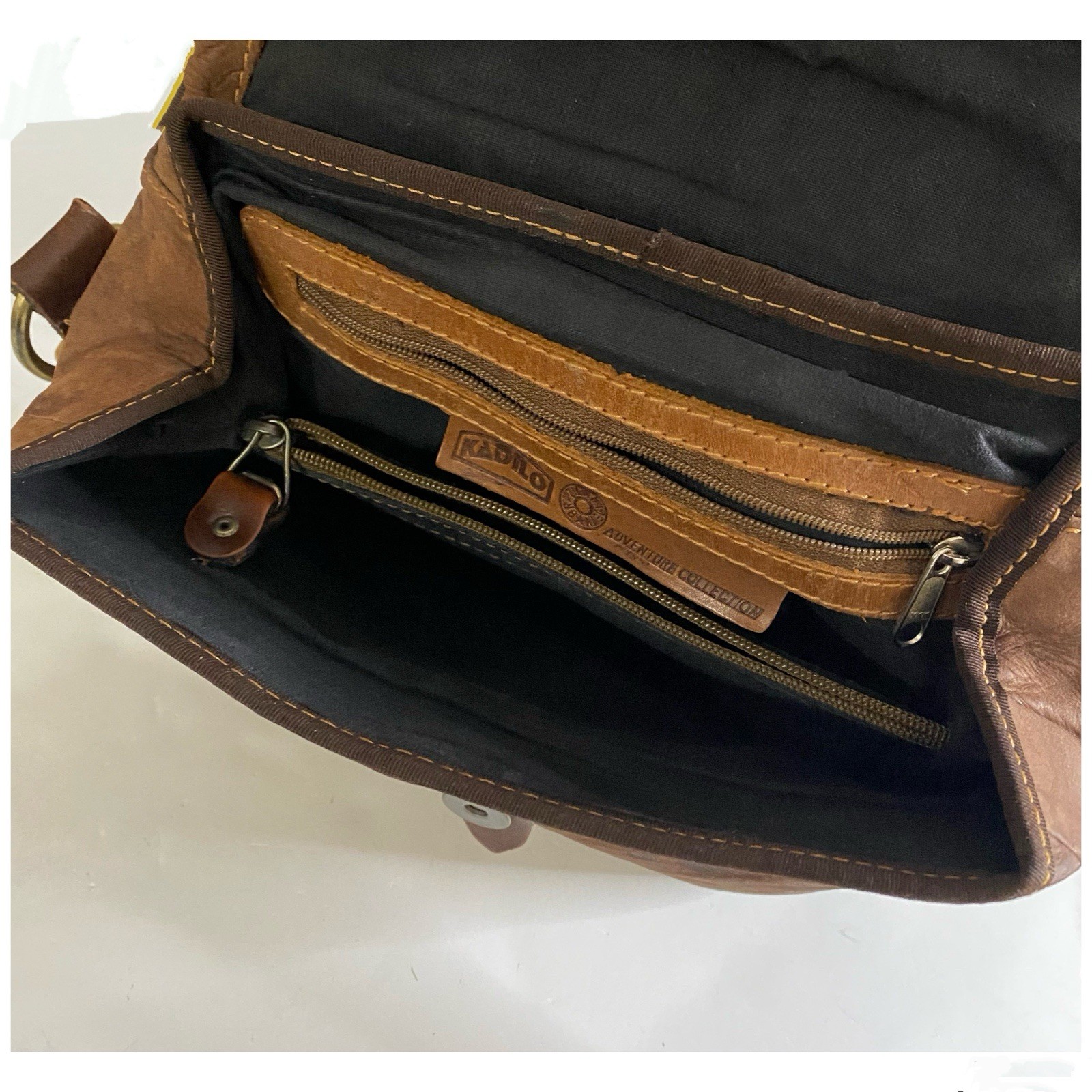 Vintage 80’s KADILO Distressed Leather Brown Patchwork Shoulder Bag Boho Style