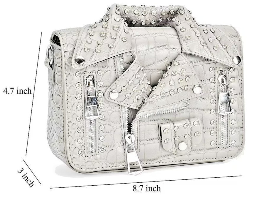 Gray Crocodile Embossed Faux Leather Crossbody Jacket Bag with Shoulder Strap
