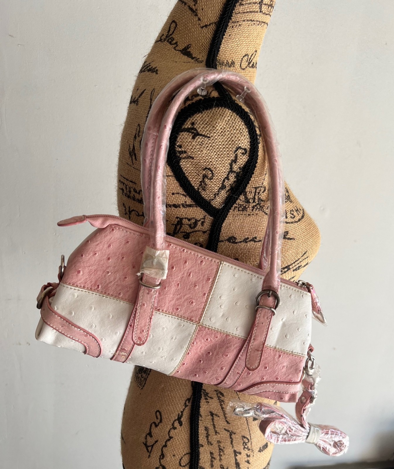 Pink Beige Cross Body/ Purse Handbag w/Shoulder Strap 10x6x2″ ~ 25x15x4cm NEW