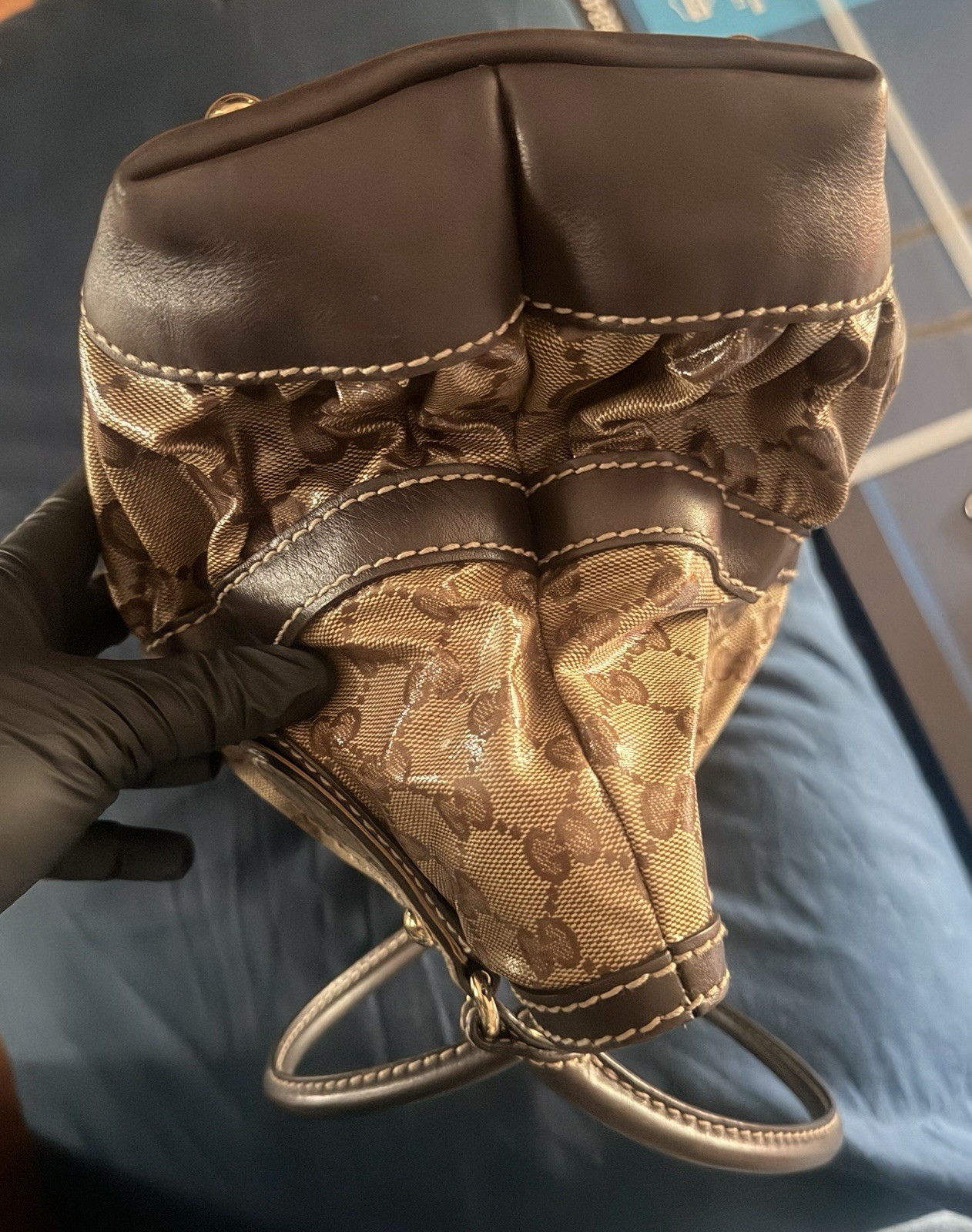 Authentic Gucci Crystal Joy Tote/Handbag Coated Canvass