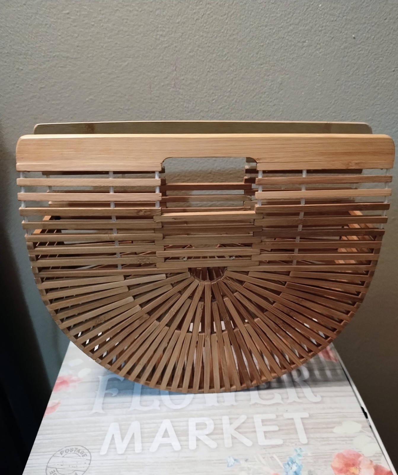 Vintage Retro Style Semicircle Ark Bamboo Women’s Handbag 11″x13″ 3″Depth