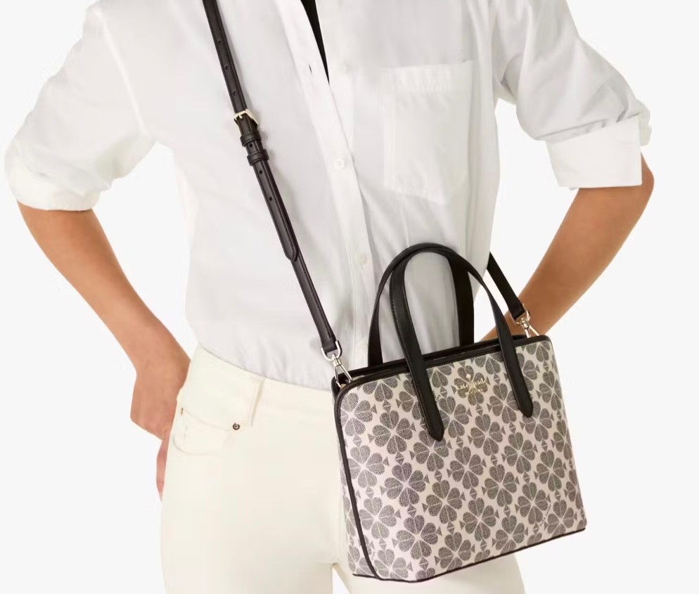 KATE SPADE NY Signature Spade Flower Crossbody Tote Black & Creme NWT