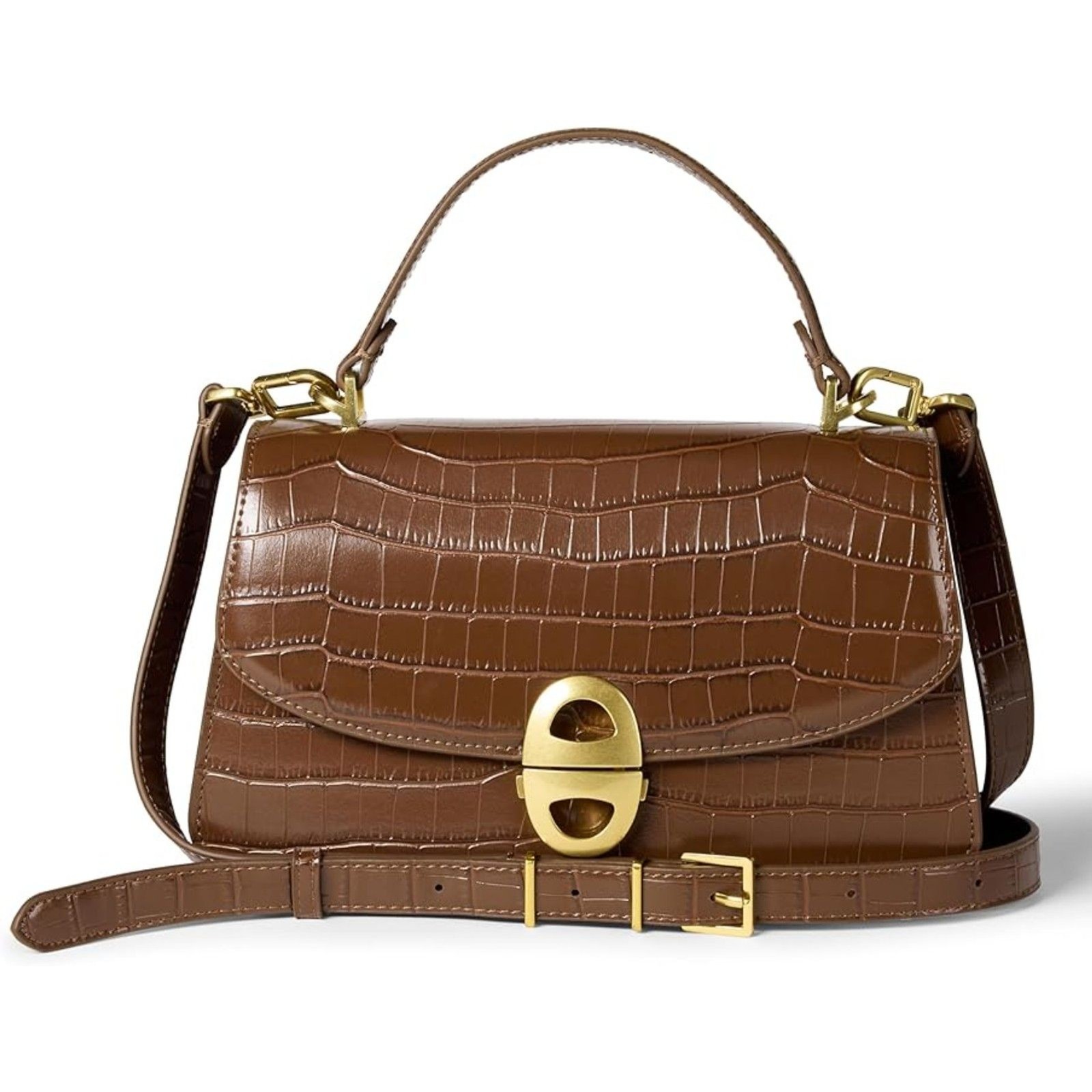 Tan Faux Crocodile – Women’s Top Handle Handbag
