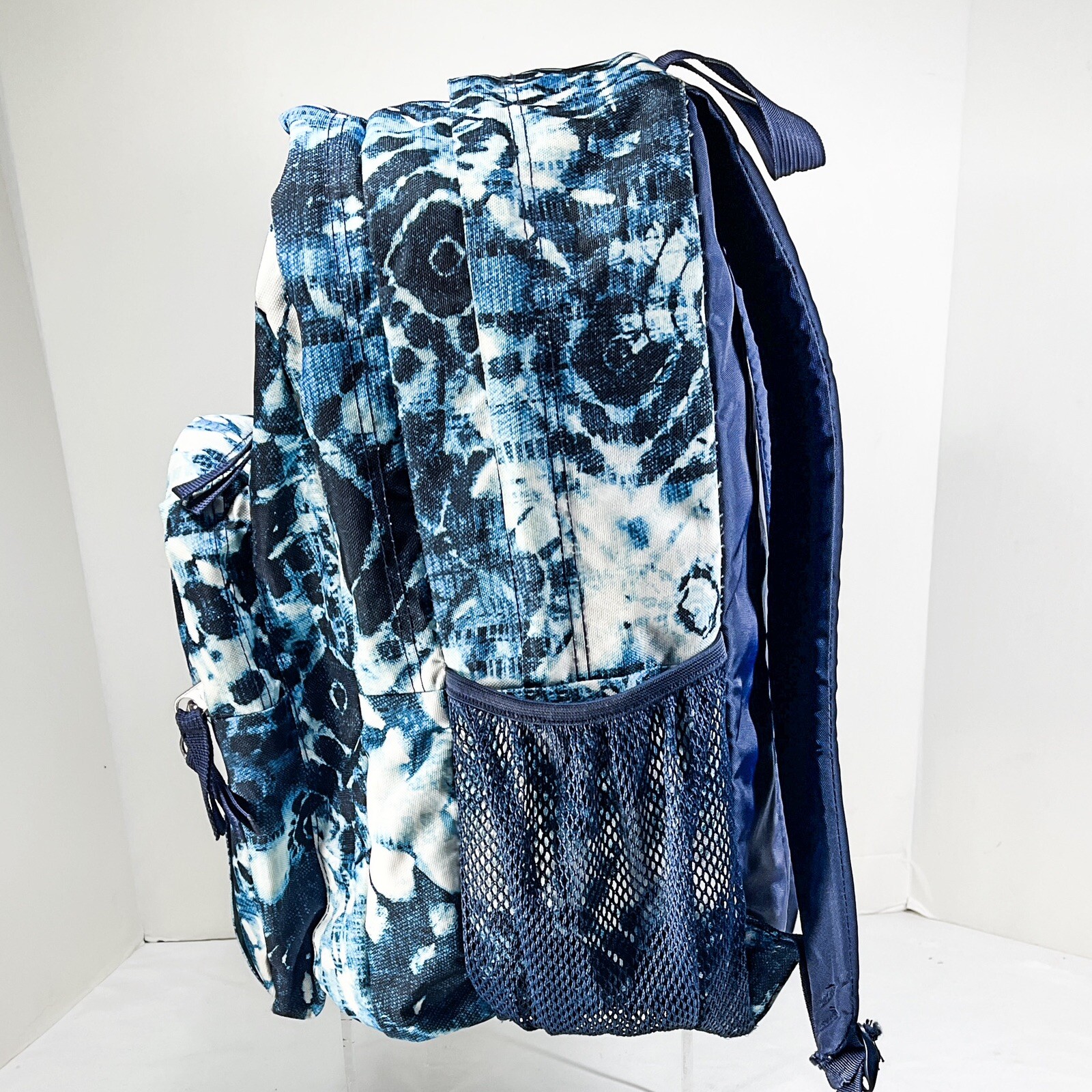 Jansport Backpack for Shibori indigo blue student school 17″ tall 13″ long