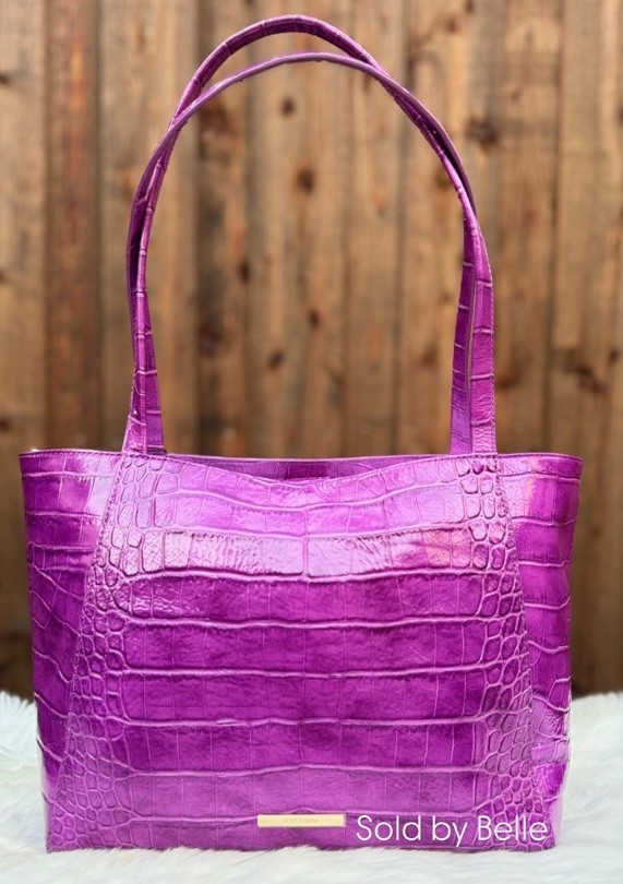 NWT Brahmin Mona Purple Alba Purse Shoulder Bag Croc Emboss Soft Leather MSRP345