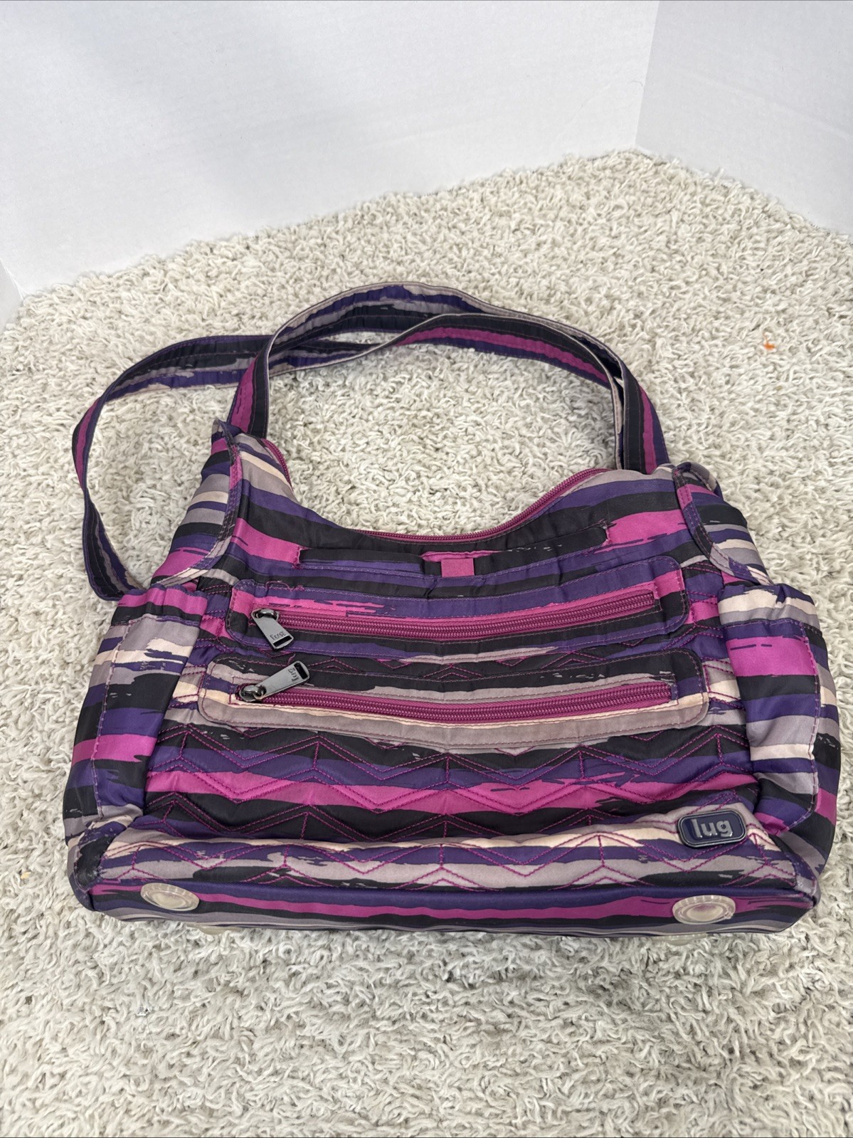 LUG Camper Purse Purple Camo Crossbody Handbag Shoulder Bag Adjustable Strap