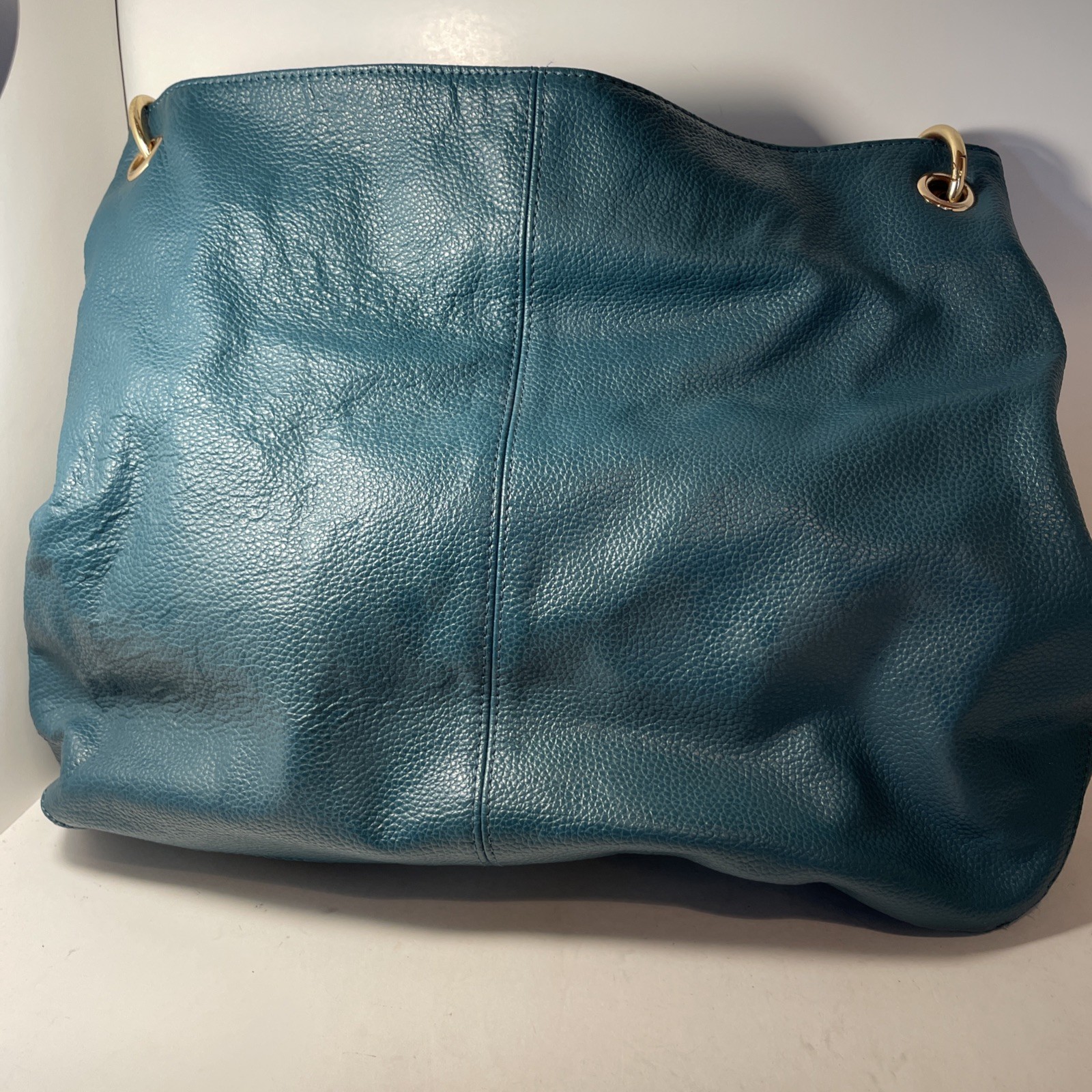 Cuore & Pelle Sofia Teal Pebble Leather Satchel Hobo Handbag/Purse