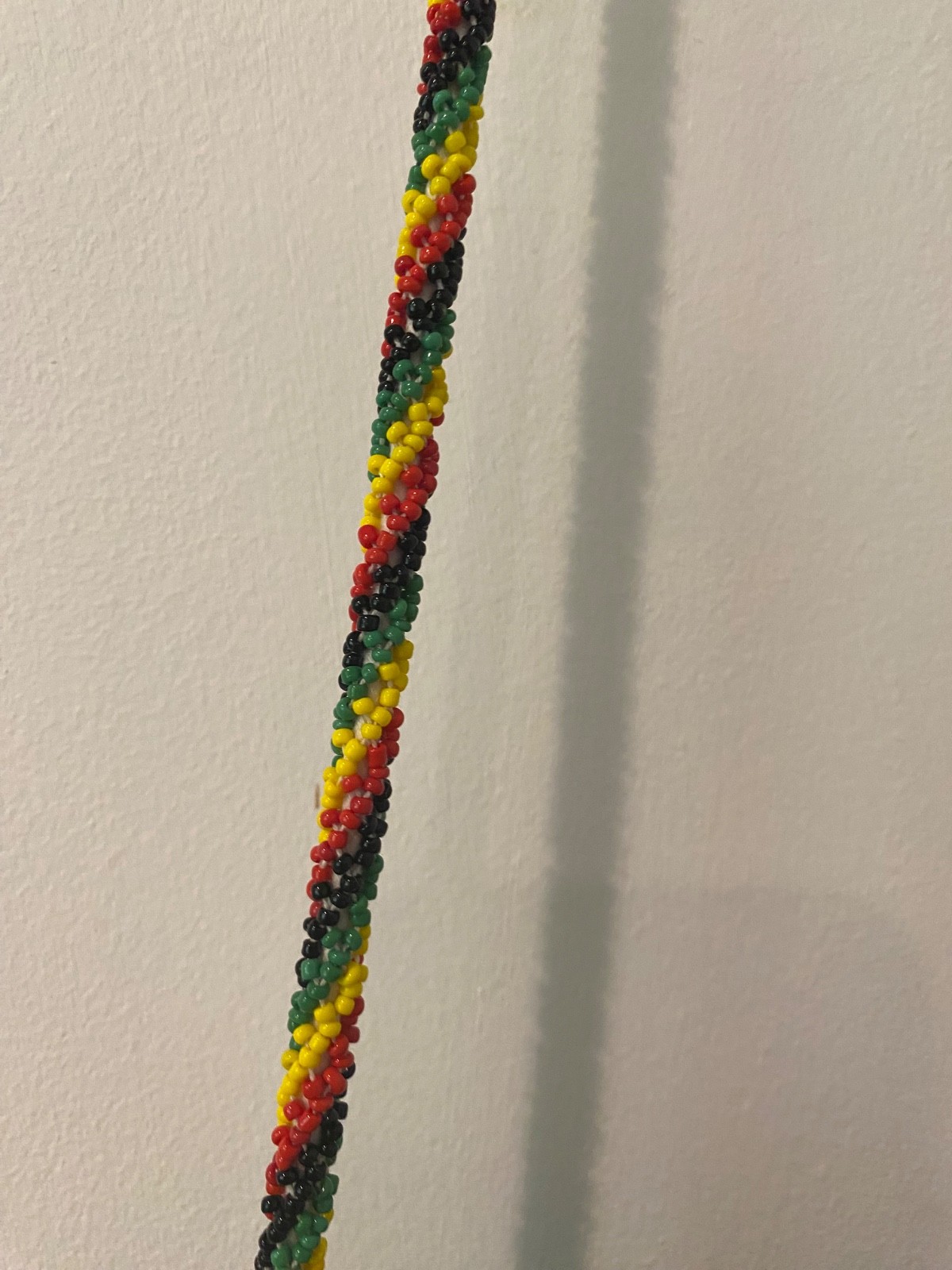 Vintage beaded bucket bag. Green, yellow, red, black