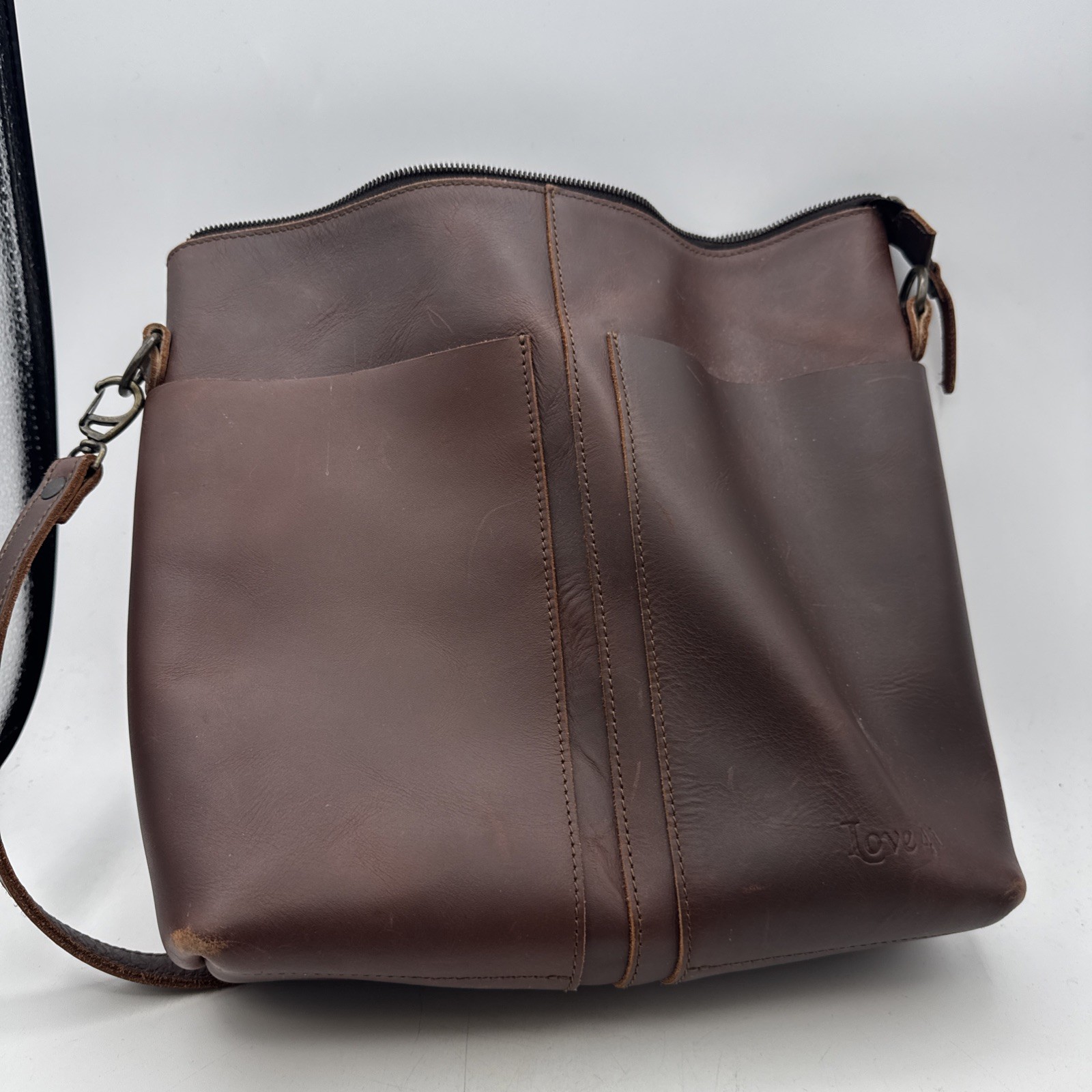 Love 41 By Saddleback Leather Front Pocket Tote Dark Brown