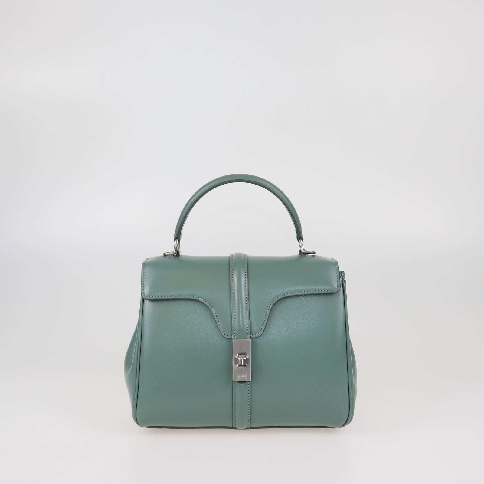 Celine Celadon Leather Small Classique 16 Top Handle Bag