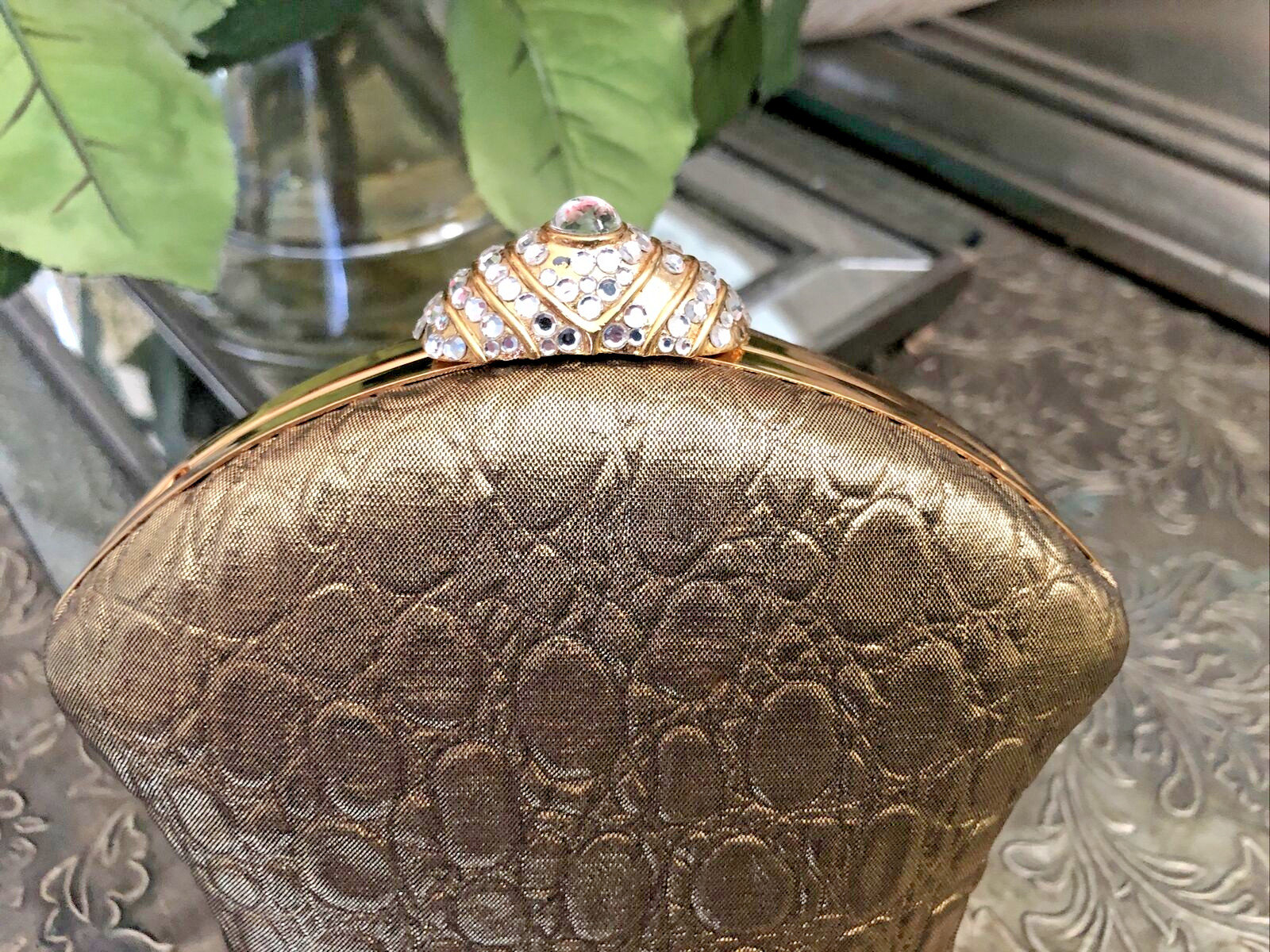 Inge Christopher Luxury Evening Mini Gold Embellished Hard Case Occasional Bag
