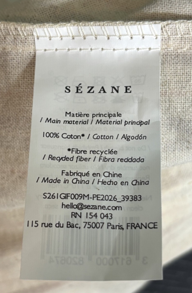 Sezane Neutrals Canvas Tote Shoulder Bag Burgundy Cream Super Shopper Daily EUC