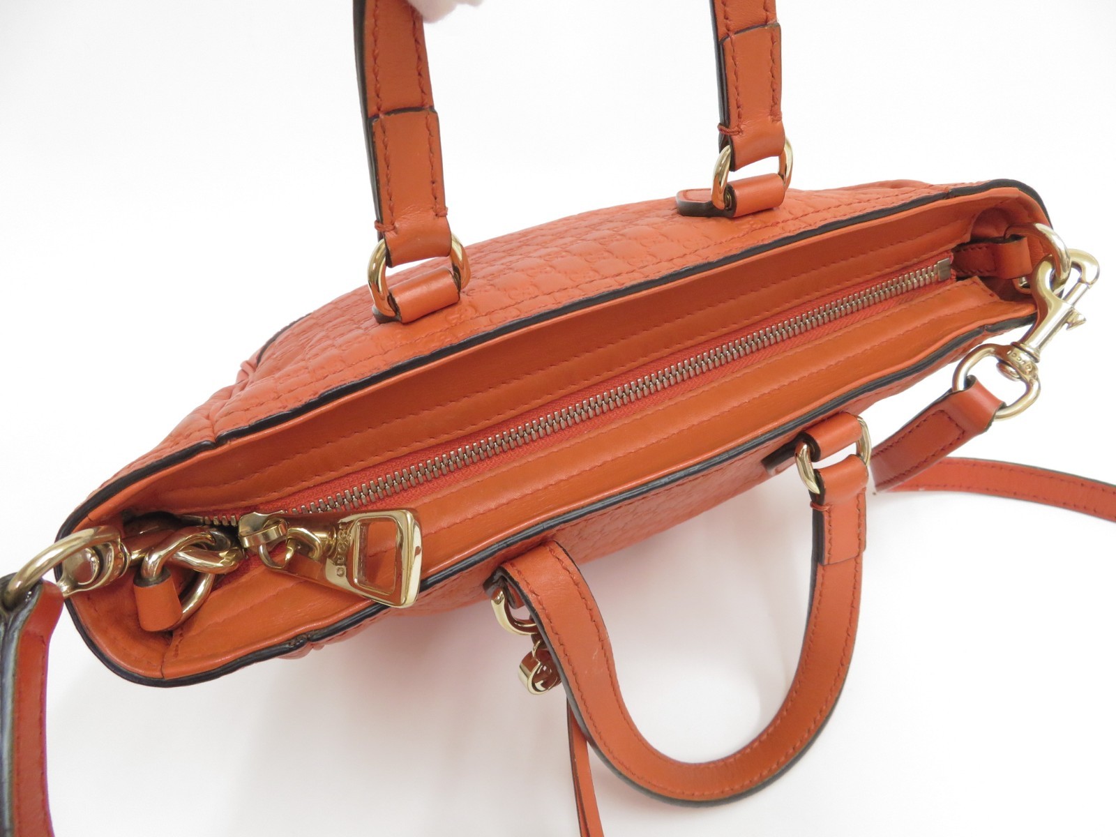 Authentic Gucci Micro GG Leather 2Way Hand Bag Shoulder Bag I#46381