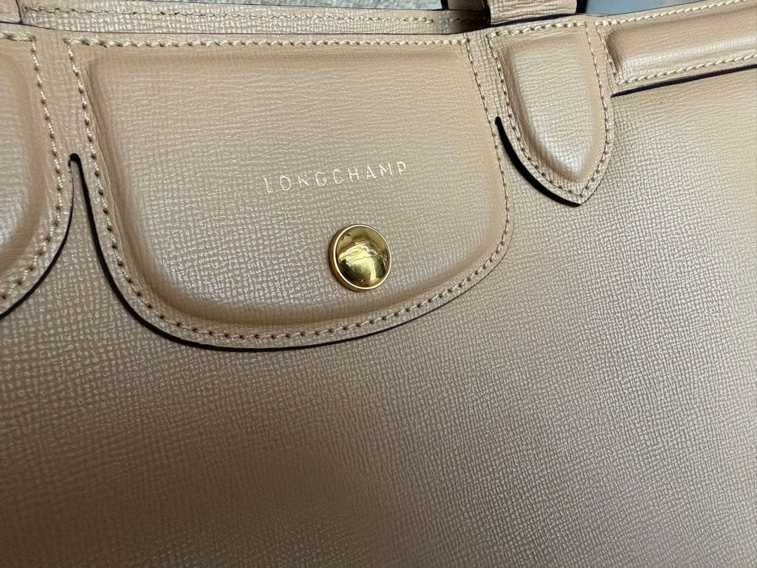 LONGCHAMP Leather Handbag Authentic Women about 8.66 x 8.86 × 5.12 inches
