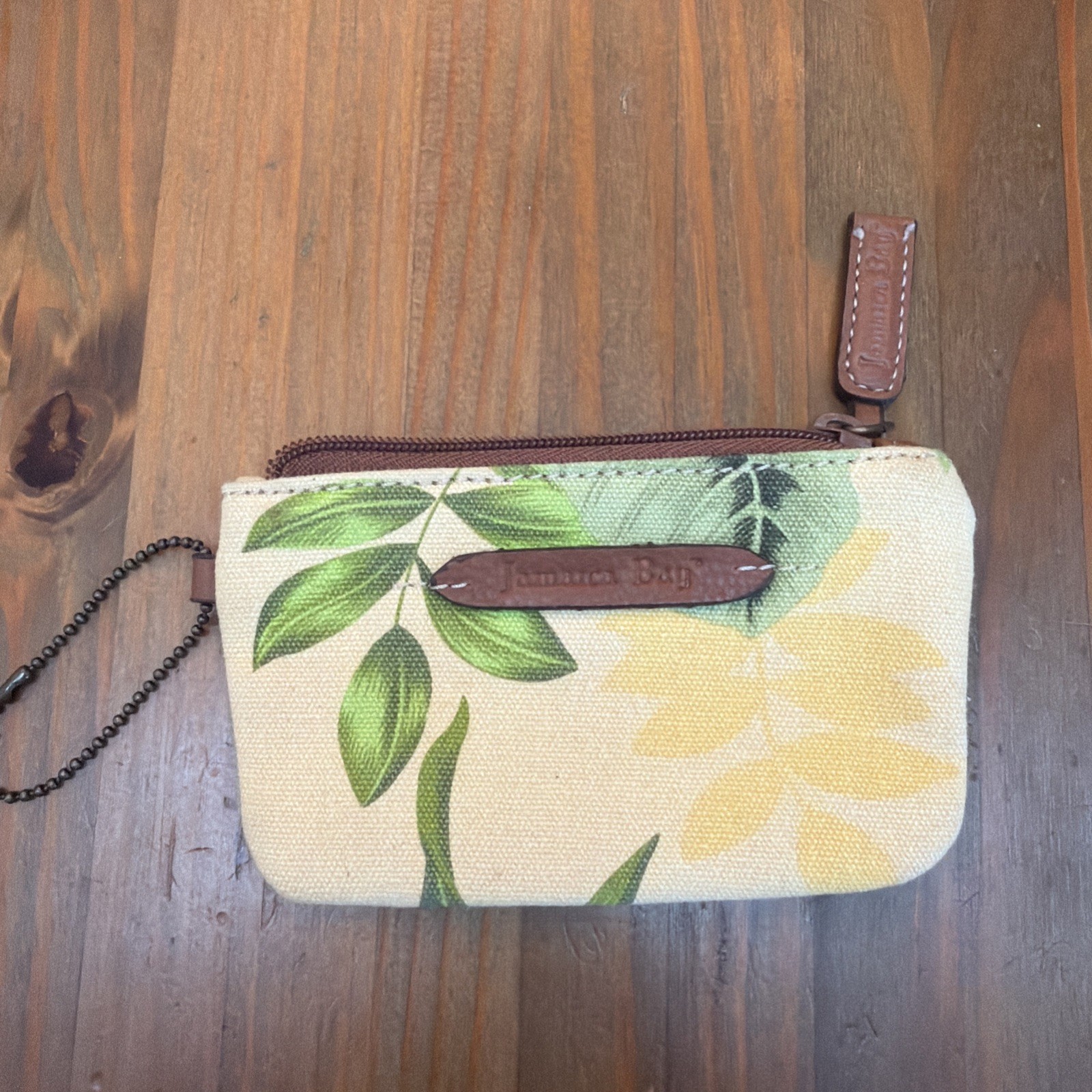 Jamaica Bay Floral Coin Purse With Zipper Top Key Attachment Canvas