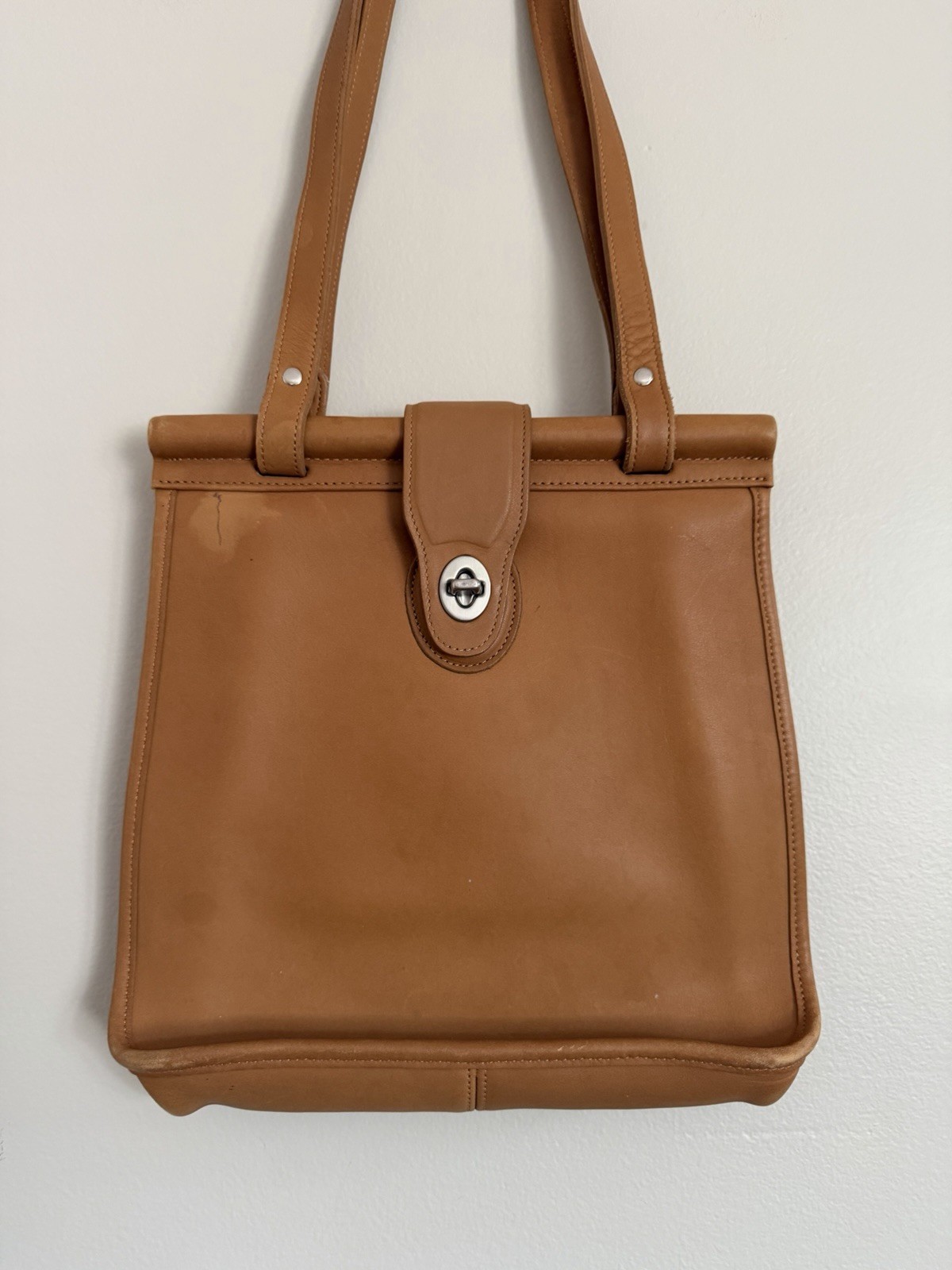 Vintage Coach Weston Shopper Shoulder Bag Brown Tan Leather Style 9021