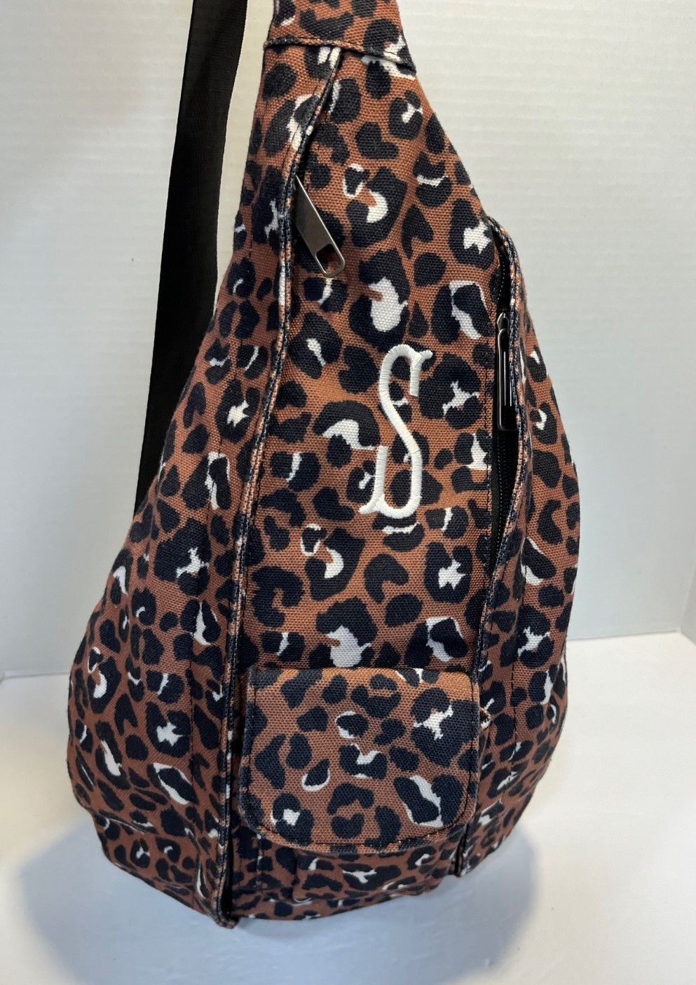 Marley Lilly Sling Bag Monogrammed ‘S’ Leopard Print Tote Adjustable 42” Strap
