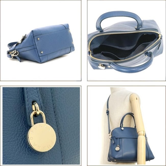 Furla Piper Dome M Satchel Crossbody Bag Leather Blue Cobalto Leather 836481 NWT