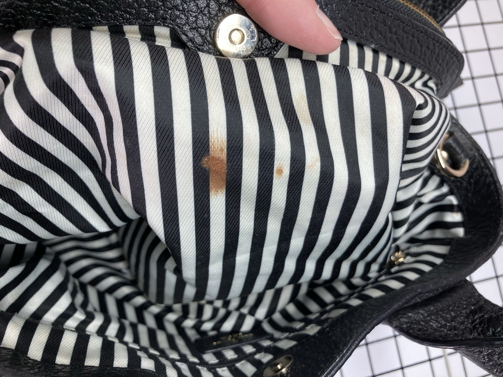 KATE SPADE Black Pebble Leather Bag Satchel Shoulder Strap Missing 14”