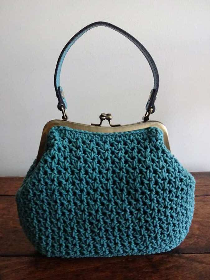 PATRICIA NASH BLUE GRASS Teal Specialty Woven Laureana FRAME SATCHEL Crossbody