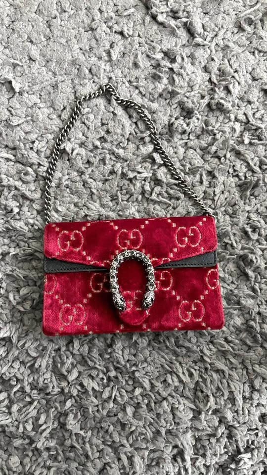 GUCCI Super Mini Bag Dionysus GG Velvet Velour RED