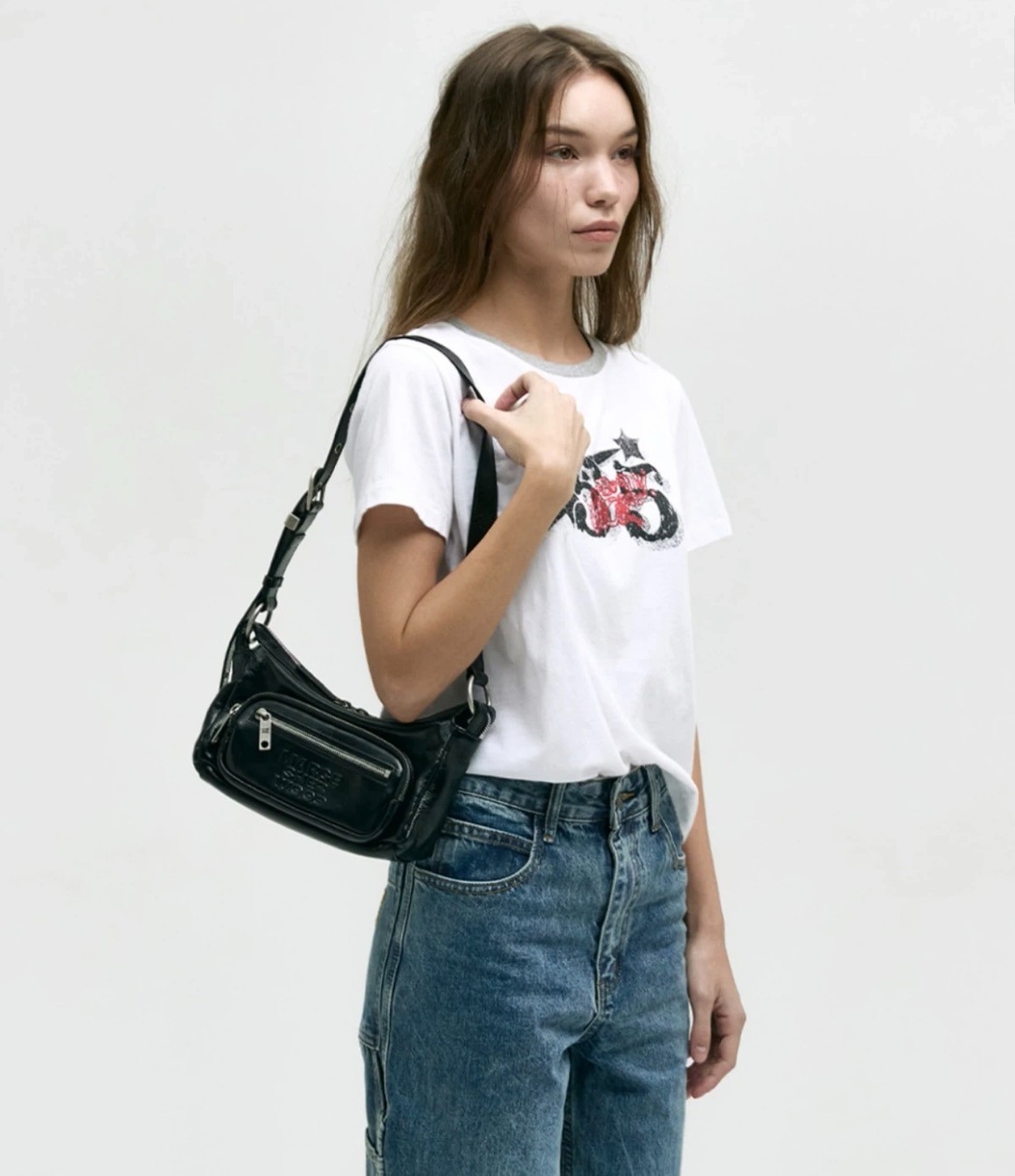 MARGE SHERWOOD OUTPOCKET HOBO MINI_black glossy plain Excellent condition