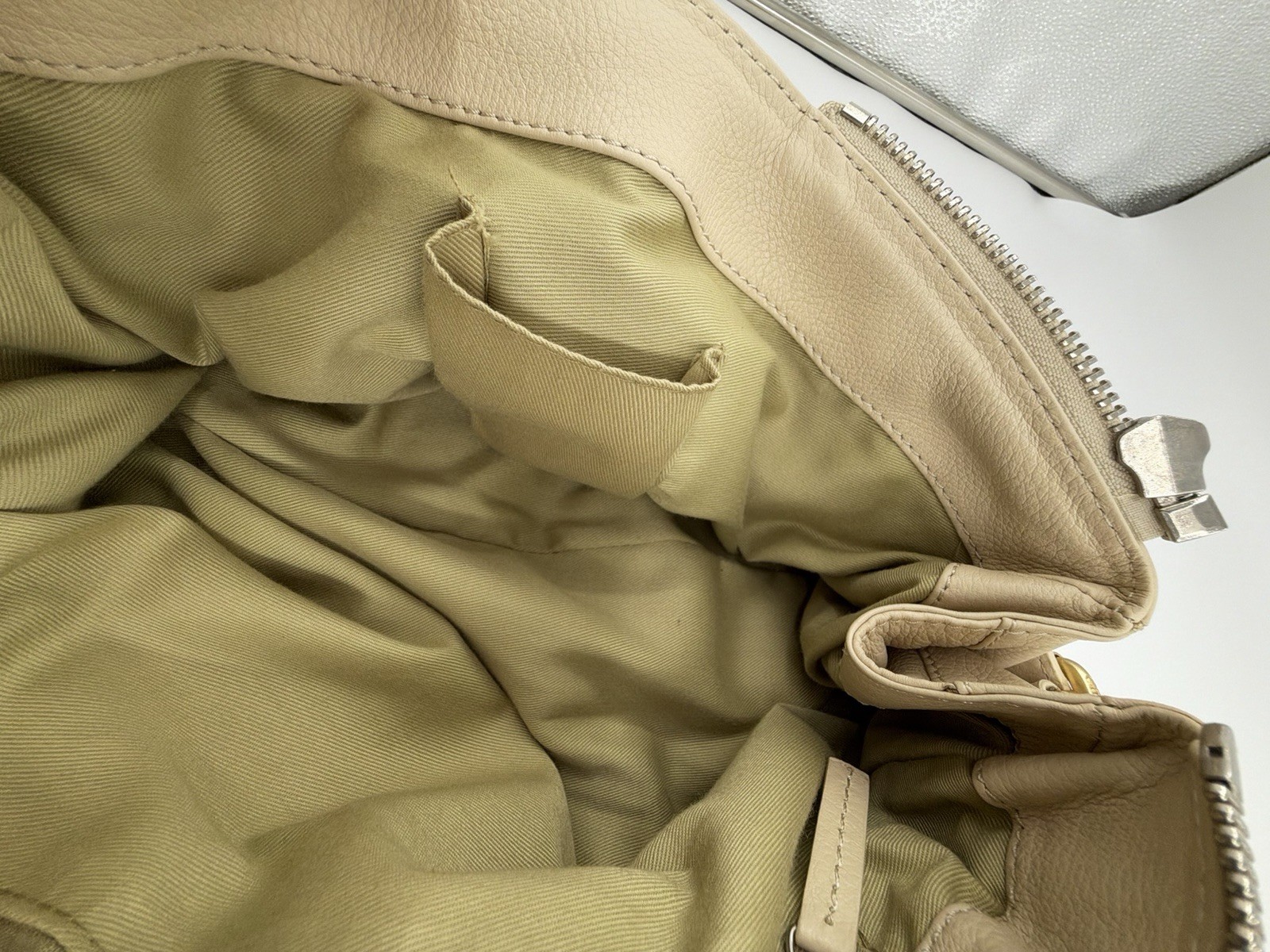 Chloe Paddington Hand Bag Purse Leather Ivory Gold Shoulder Off White 87