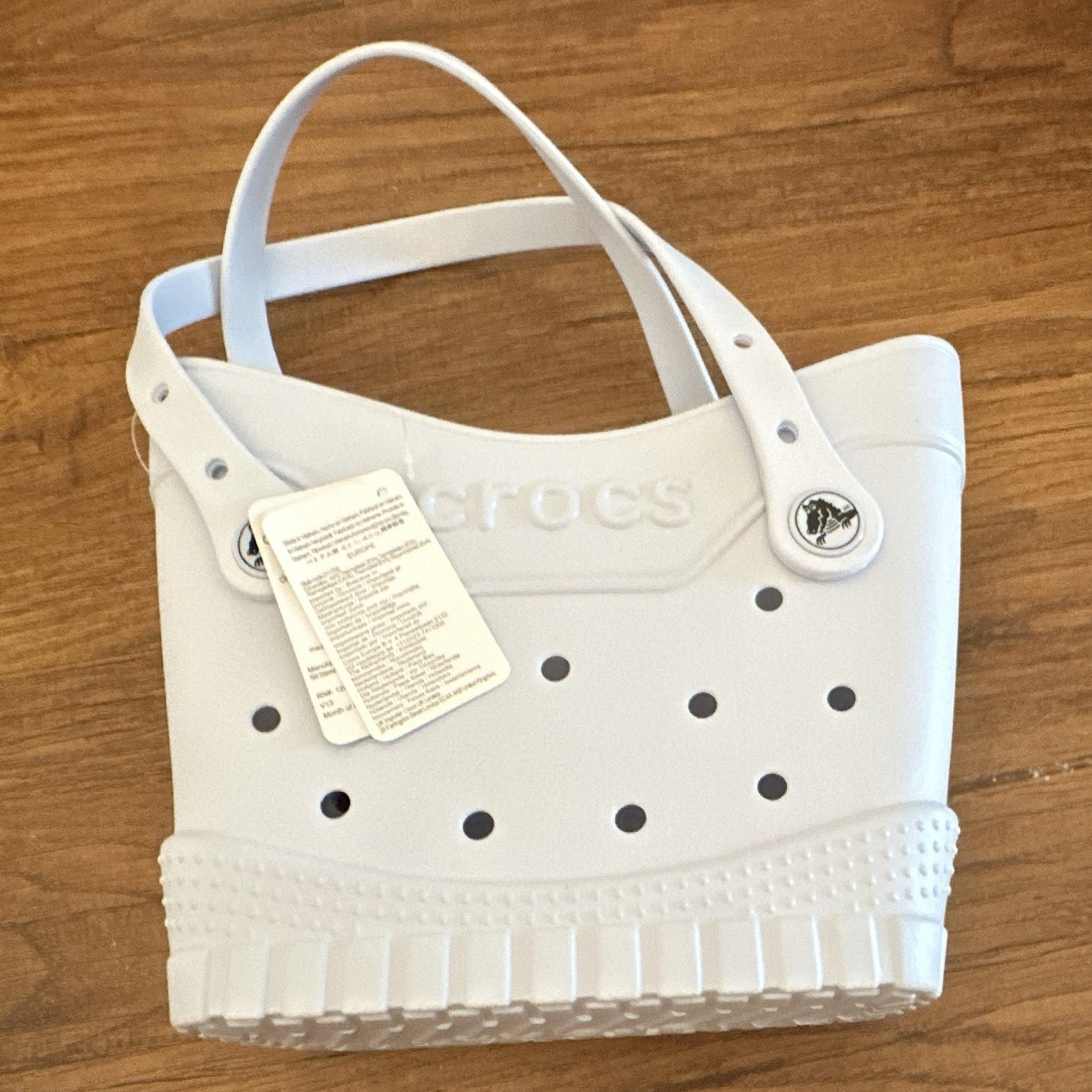 Crocs Lilac Perforated Tote Bag, Solid, Open Top, Double Handles