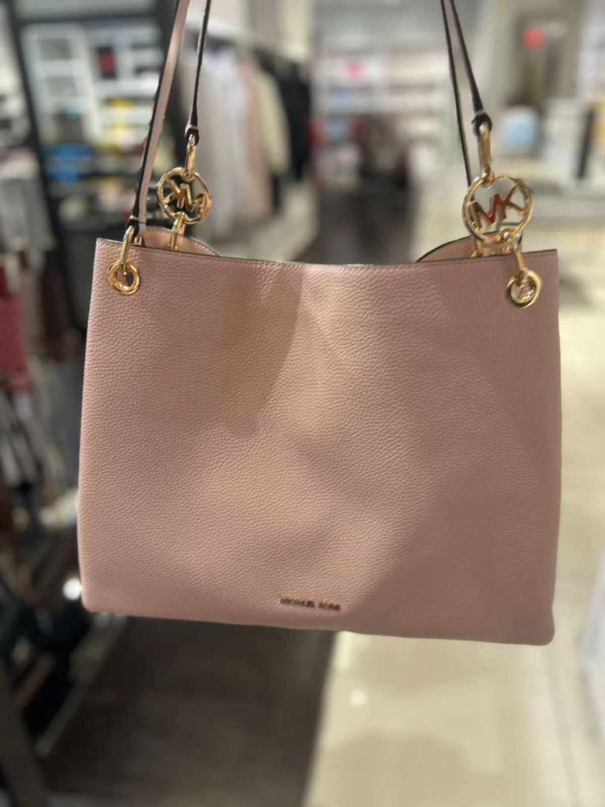 Michael Kors Christina Large Bag Handbag Leather Shoulder Tote Bag Pink Purse MK