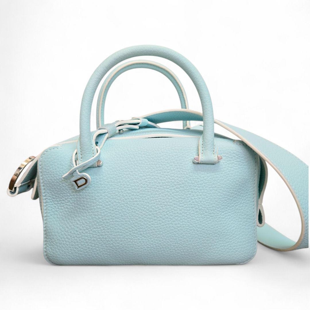 [Extremely Good Condition] DELVAUX Cool Box Mini Leather Handbag Blue