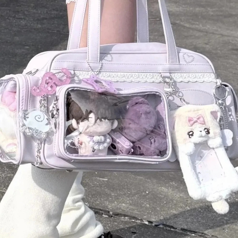 Y2K Clear Ita Bag, Large Capacity Transparent Backpack for DIY Pin Display
