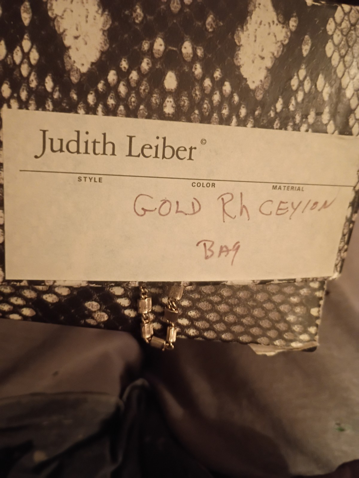 Judith Leiber Gold Crystal Evening Clutch w/ Chain Strap Box Dust Bag Mirror